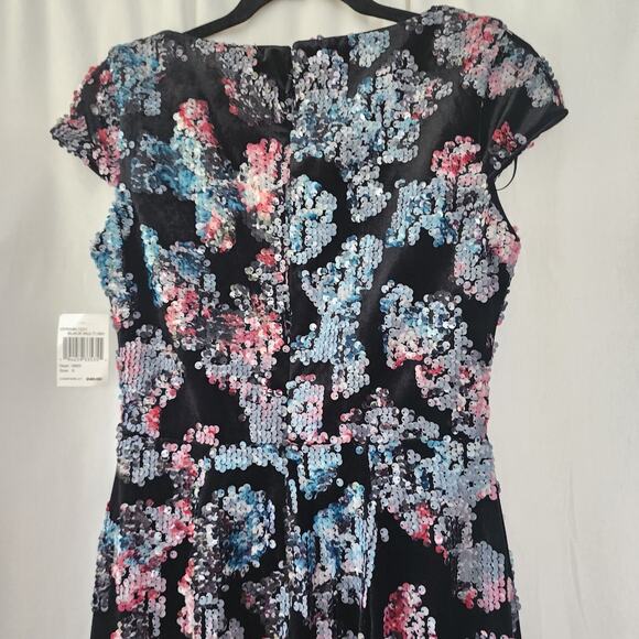 DRESS the POPULATION Women's S Allison Black Velvet Dress Sequins Midi NWT - Picture 11 of 11